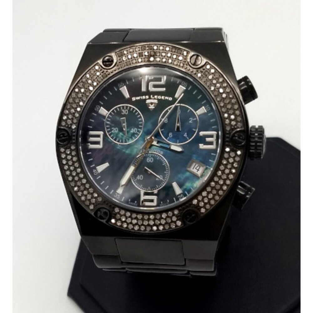 Swiss Legend SL20151-BB-11 Throttle Diamonds Chronograph Watch – Black Band/MOP